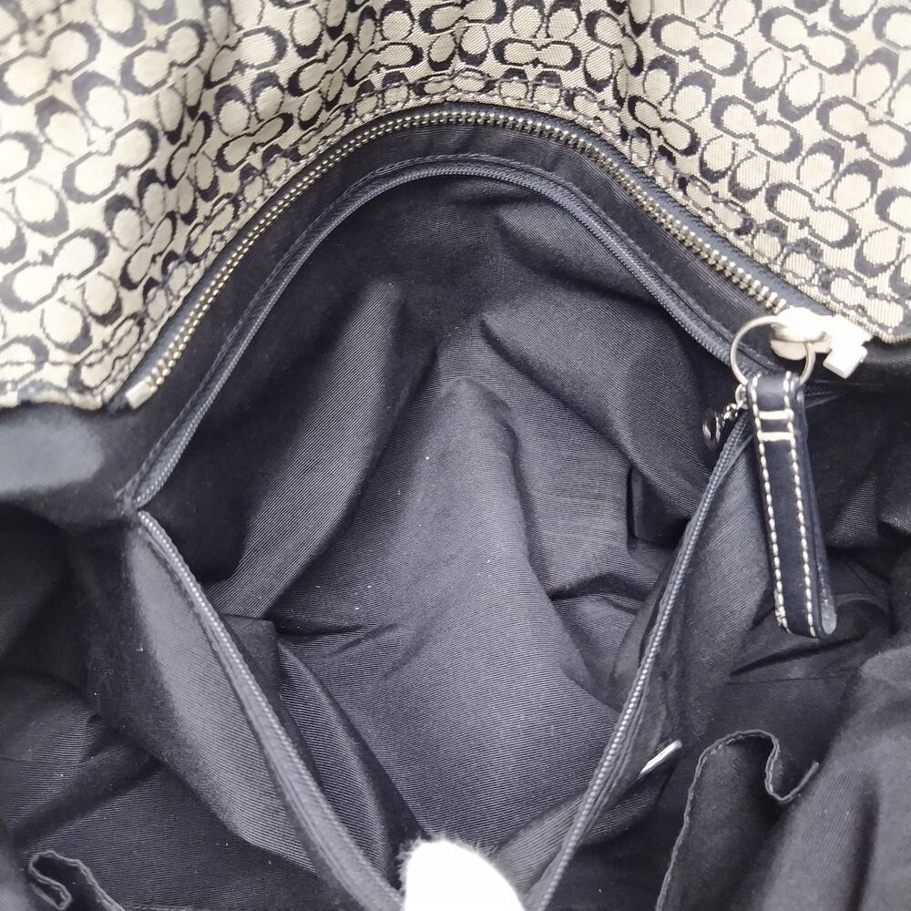 Coach Signature Black Canvas Leather Trim Double Handles Tote Bag - Picture 10 of 16
